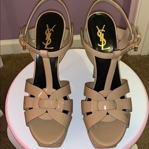 Authentic YSL Tribute Sandals In Nude